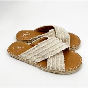 Oasis Society Espadrille Beach Flat Sandals Cream Size 8.5